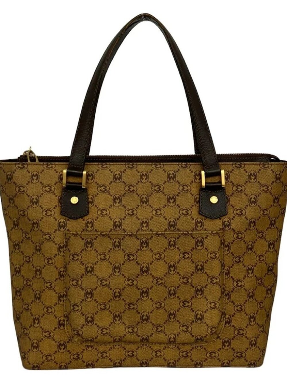 MORABITO Light Brown Dark Brown PVC Leather Handbag